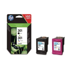 hp 301 Original Ink Cartridge, Black / Colour, Combo Pack, N9J72AE (package 2 each)